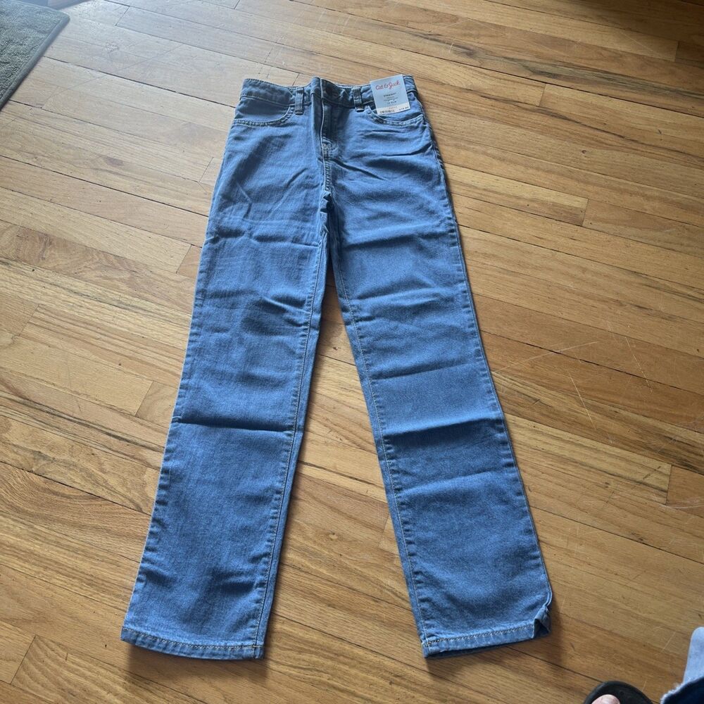 Cat and jack mid rise straight jeans adjustable waist, size 14 Slim NWT